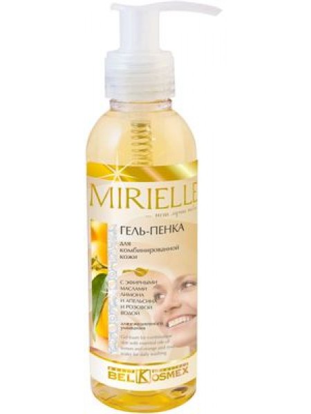 гель-пенка для комбинированной кожи с эфирными маслами лимона и апельсина и розовой водой для ежедневного умывания Mirielle 150